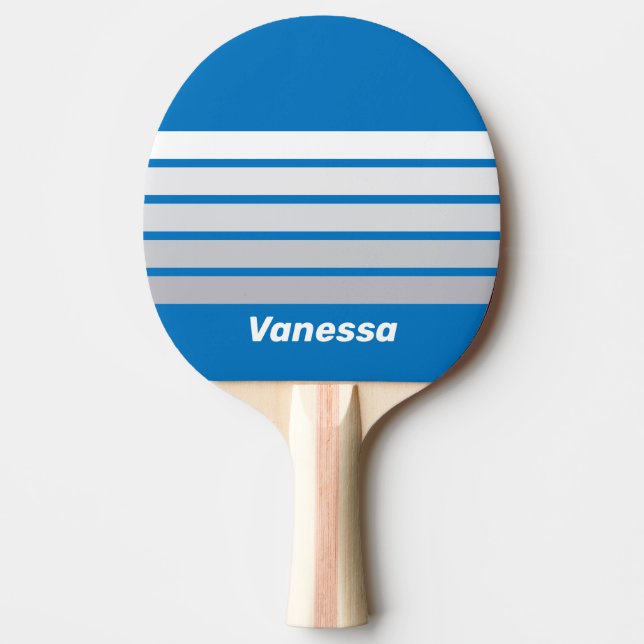 Raquete De Ping Pong Cloudy Blue Sky Across Striping with Name (Frente)