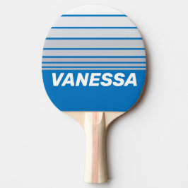Raquete De Ping Pong Cloudy Blue Sky Horizon Striping with Name