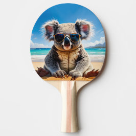 Raquete De Ping Pong Coala numa praia arenosa Feliz Natal