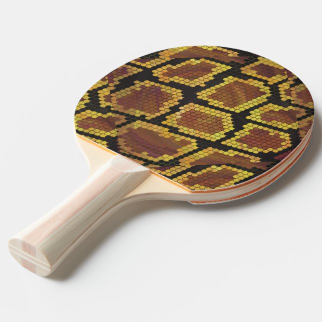 Raquete De Ping Pong Cobra Brown e Impressão Dourado (Frente inclinada)