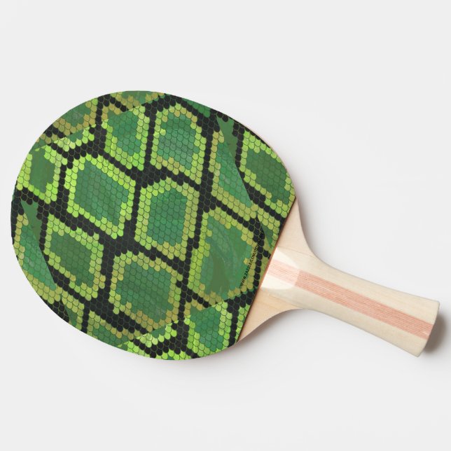 Raquete De Ping Pong Cobra preto e Impressão verde (Lateral)