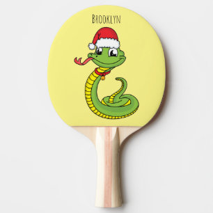 Raquete De Ping Pong Cobra verde-giro com desenho animado de chapéu de