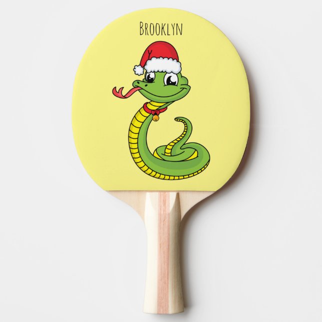 Raquete De Ping Pong Cobra verde-giro com desenho animado de chapéu de  (Frente)