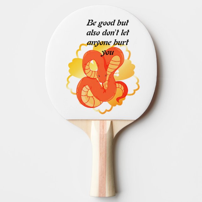 Raquete De Ping Pong Cobra vermelho em uma flor Ouro" | Única e Luxuosa (Frente)