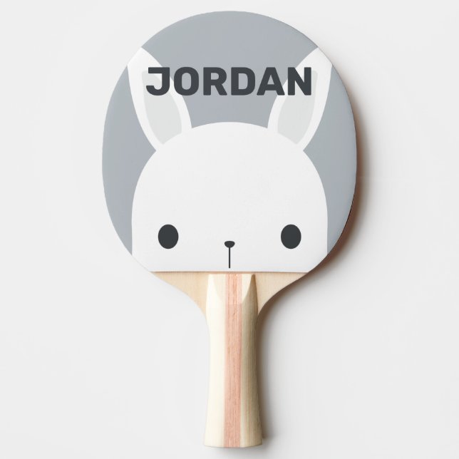 Raquete De Ping Pong Coelho Bonito com Nome Personalizado (Frente)