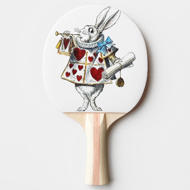 Raquete De Ping Pong Coelho Branco Alice Wonderland Hearts (Frente)