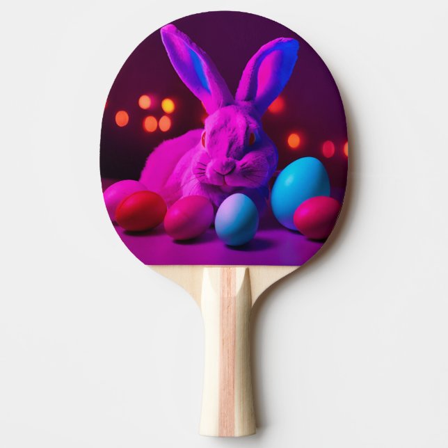 Raquete De Ping Pong coelho com ovos de Páscoa (Frente)