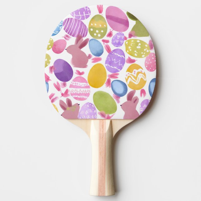 Raquete De Ping Pong coelho com ovos de Páscoa (Frente)