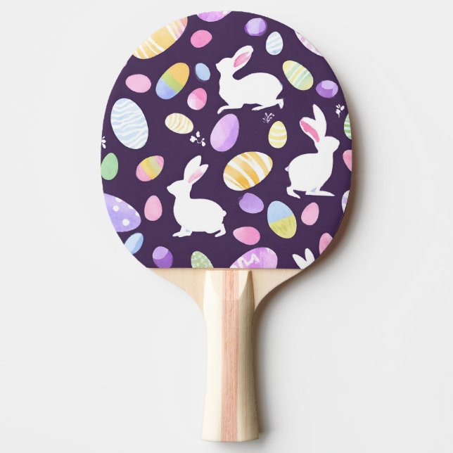 Raquete De Ping Pong coelho com ovos de Páscoa (Frente)