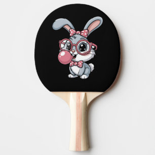 Raquete De Ping Pong Coelho Fofo com Óculos Soprando Chiclete