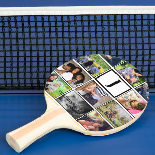 Raquete De Ping Pong Colagem de Fotografias do Monograma 11 da Família