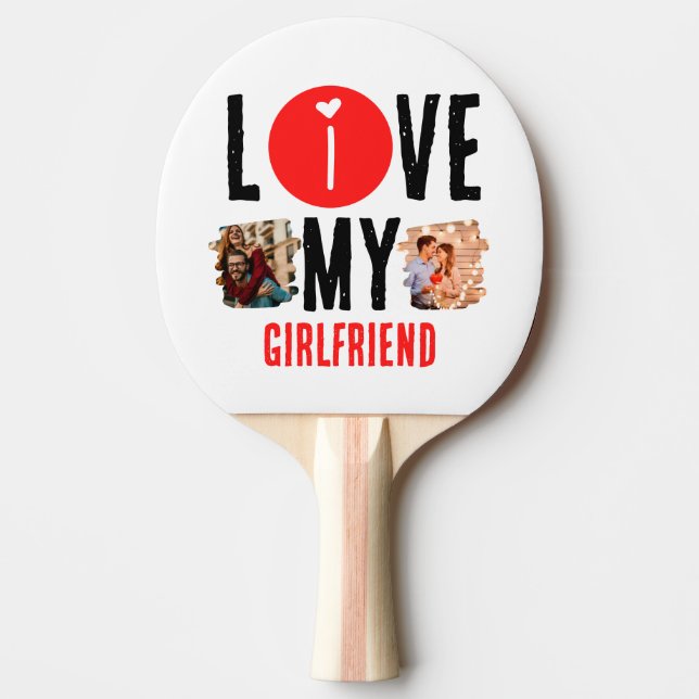 Raquete De Ping Pong Colagem de Fotografias Personalizada Única 2 Adoro (Frente)