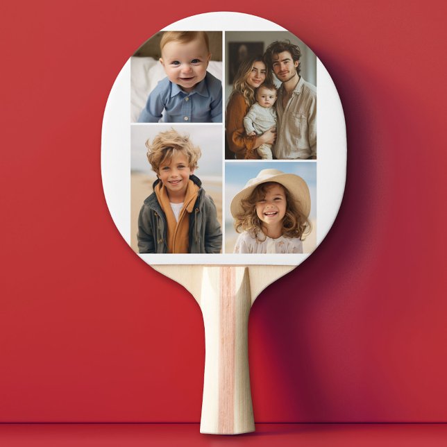 Raquete De Ping Pong Colagem de Fotos Mínima Moderna Branca 4 - Texto C (Custom Pink Pong Paddle)