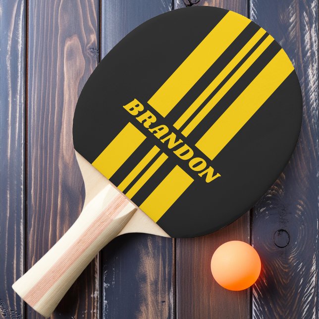 Raquete De Ping Pong Colete Amarelo Retroativo com dupla faixa de march (Criador carregado)