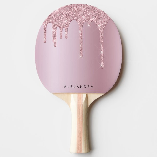 Raquete De Ping Pong Colírio de ouro rosa-rosa-na moda elegante (Frente)