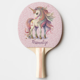 Raquete De Ping Pong Colores Mágicas de Arco-Íris de Unicórnio Rosa