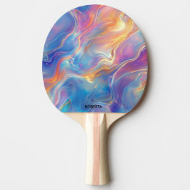 Raquete De Ping Pong Colorful opal swirly flowing marble texture