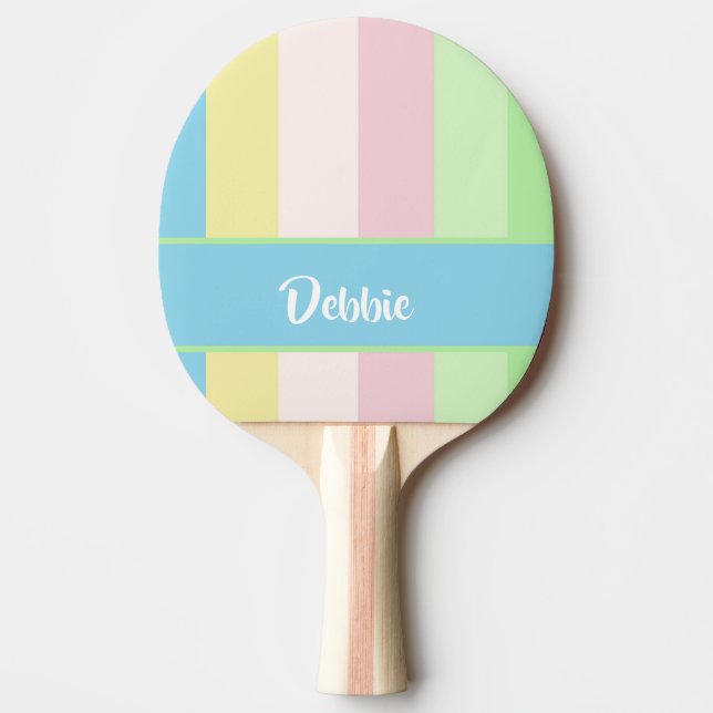 Raquete De Ping Pong Colorful pastel palette stripes (Frente)