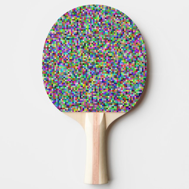 Raquete De Ping Pong Colorful Pixel Squares Background Pattern (Frente)