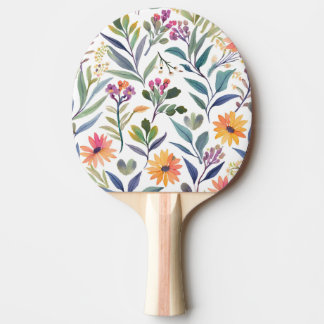 Raquete De Ping Pong Colorful Wildflowers | Beautiful Floral Watercolor