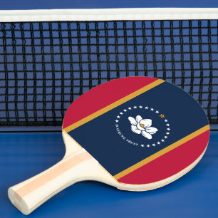 Raquete de ping pong com a bandeira do Mississippi