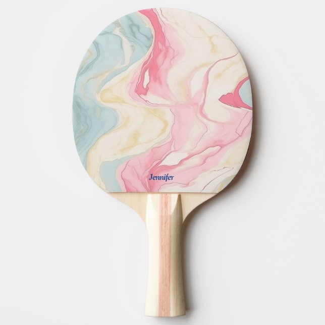 Raquete de Ping Pong com Estampa Pastel Abstrata e (Frente)