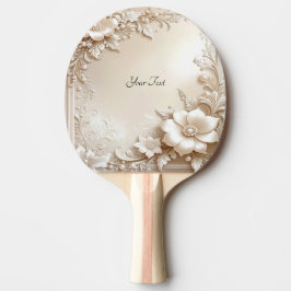 Raquete de Ping Pong com Flores de Marfim