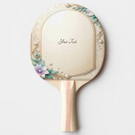 Raquete de Ping Pong com Moldura Floral Decorativa