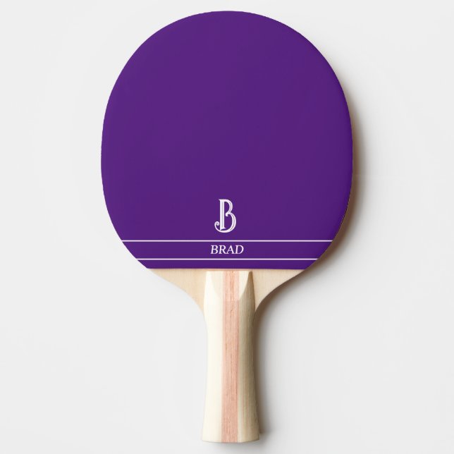 Raquete de Ping Pong com Monograma Roxo (Frente)