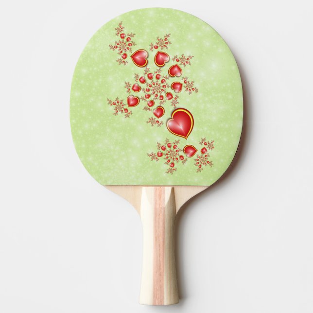 Raquete De Ping Pong Com muito amor Coração Moderno Amarelo Vermelho (Frente)