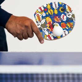 Raquete de Ping Pong com Padrão de Quadrinhos