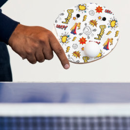Raquete de Ping Pong com Padrão de Quadrinhos
