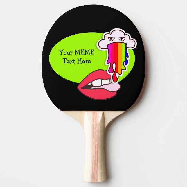 Raquete De Ping Pong Comendo Chuva do Arco-Íris CRIA um MEMA (Frente)