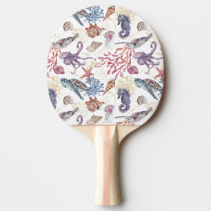 Raquete De Ping Pong Composição Subaquática em Aquarela Série Design 1