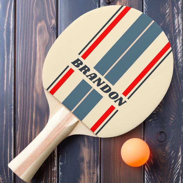 Raquete De Ping Pong Conselho Arco-Íris Retroativo Náutico com Nome (Criador carregado)