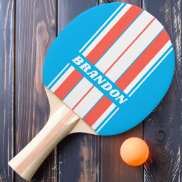 Raquete De Ping Pong Conselho Azul do Céu Claro Retroativo com Nome