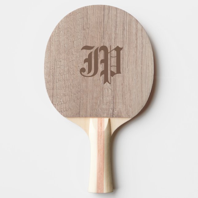 Raquete De Ping Pong Conselho De Madeira Plank Olhar Modelo Monograma A (Frente)