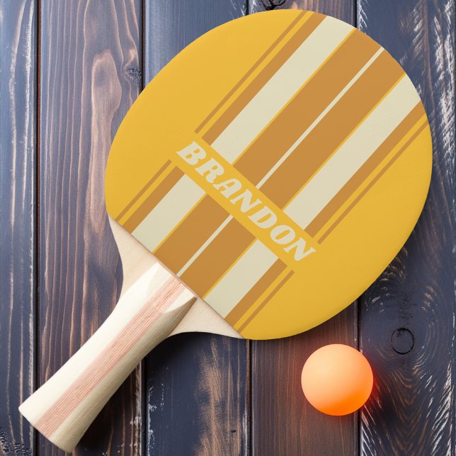 Raquete De Ping Pong Conselho de Mostarda Solar Retroativa com Nome (Criador carregado)