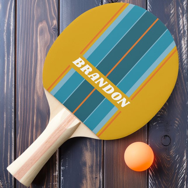 Raquete De Ping Pong Conselho de Onda de Mostarda com Nome (Criador carregado)