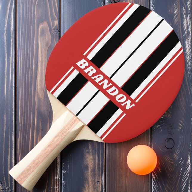 Raquete De Ping Pong Conselho de Zebra Urbana Retroativa com Nome (Criador carregado)
