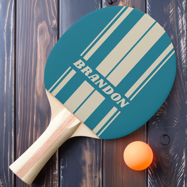 Raquete De Ping Pong Conselho do Aquamarine Retroativo com Nome (Criador carregado)