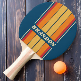 Raquete De Ping Pong Conselho do Arco-Íris Azul Vintage com o Nome