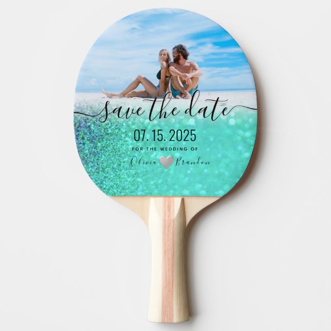 Raquete De Ping Pong Convite de Noivado Save The Date (Frente)