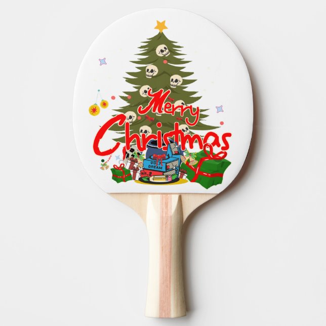 Raquete De Ping Pong cool Christmas with skulls  (Frente)