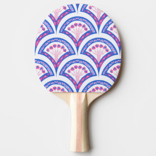Raquete De Ping Pong cor damasco floral azul