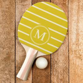 Raquete De Ping Pong Cor de limão escuro listrado com monograma