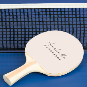 Raquete De Ping Pong Cor-de-rosa-branco monograma   Feminina Minimalist