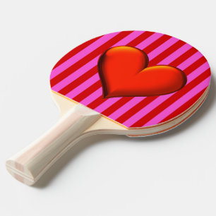 Raquete De Ping Pong Cor-de-rosa-quente a frio, listras vermelhas, cora
