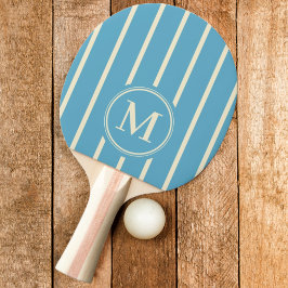 Raquete De Ping Pong Cor do Céu Aqua Striping do Monograma