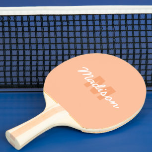 Raquete De Ping Pong Cor pastel pêssego legal com nome de monograma per